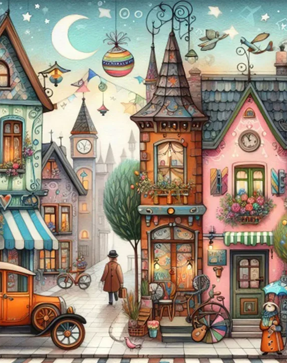 Paint by Numbers Kits Abstract Colorful Town