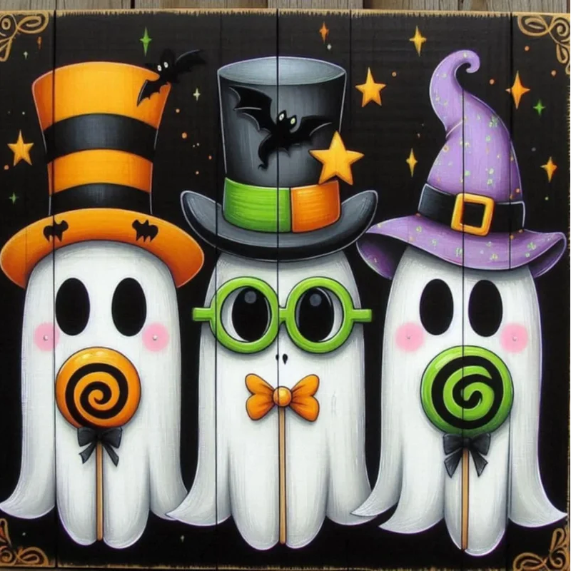 Paint by Numbers Kit Halloween Ghosts