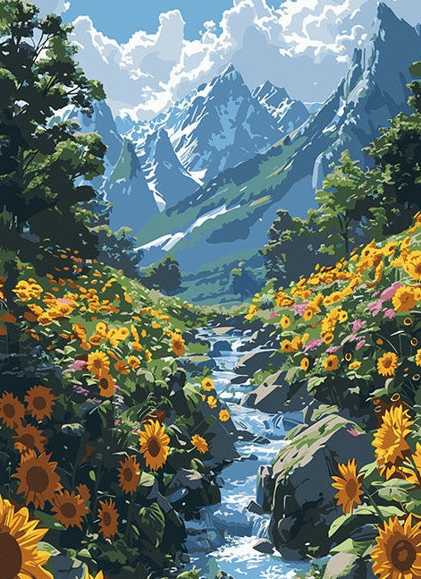 Paint by Numbers Kit Sunflower Valley