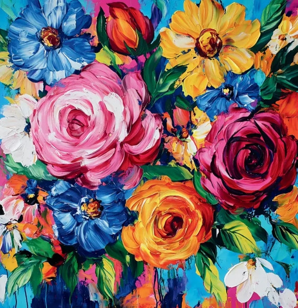 Paint by Numbers Kit Colored Flowers