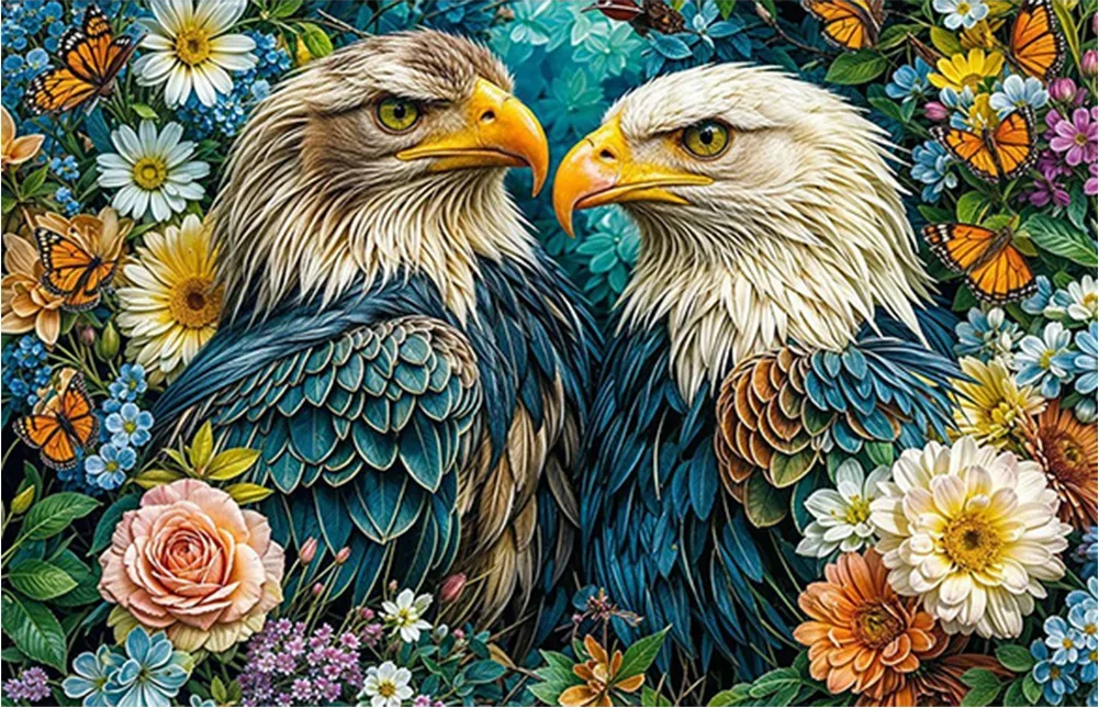 Paint by Numbers Kit Eagle Among Flowers