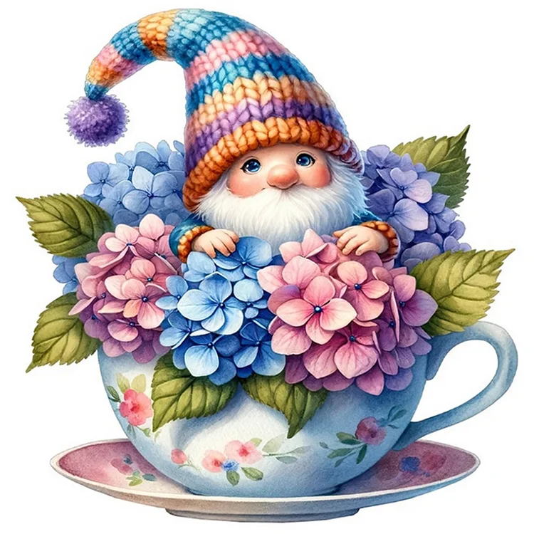 Paint by Numbers Kit Gnome in a Teacup