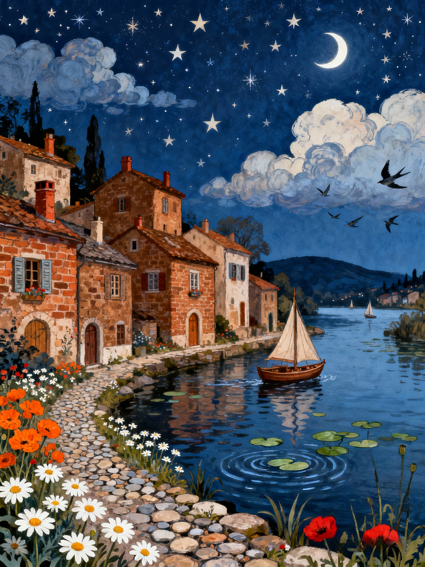 Paint by Numbers Kits Seaside Town At Night