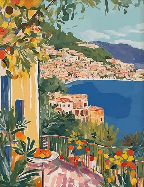 Paint by Numbers Kits Street Scene Of Seaside Town