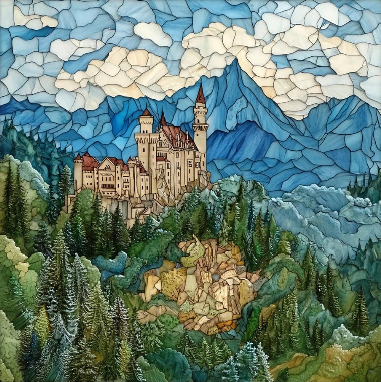Paint by Numbers Kit Stained Glass Style Landscape