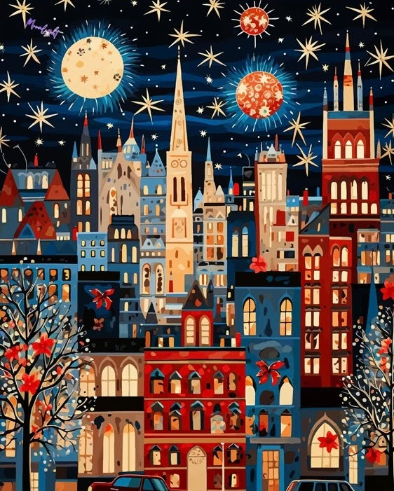 Paint by Numbers Kits Abstract City Night View