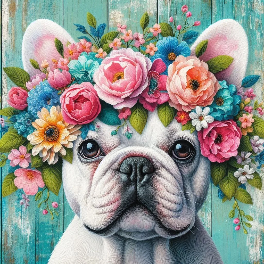 Paint by Numbers Kit Flowers Dog