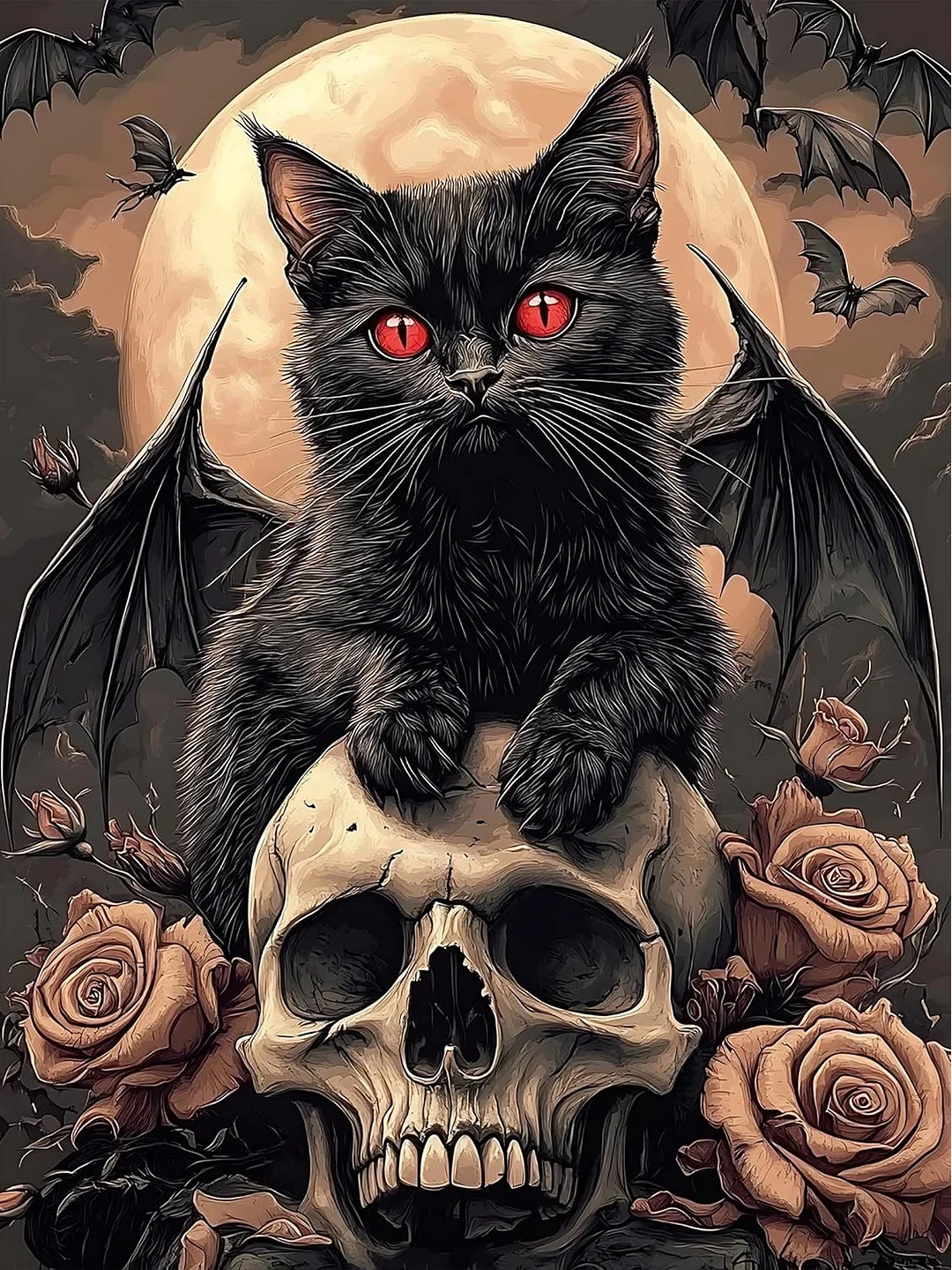 Paint by Numbers Kits Cat and Skull