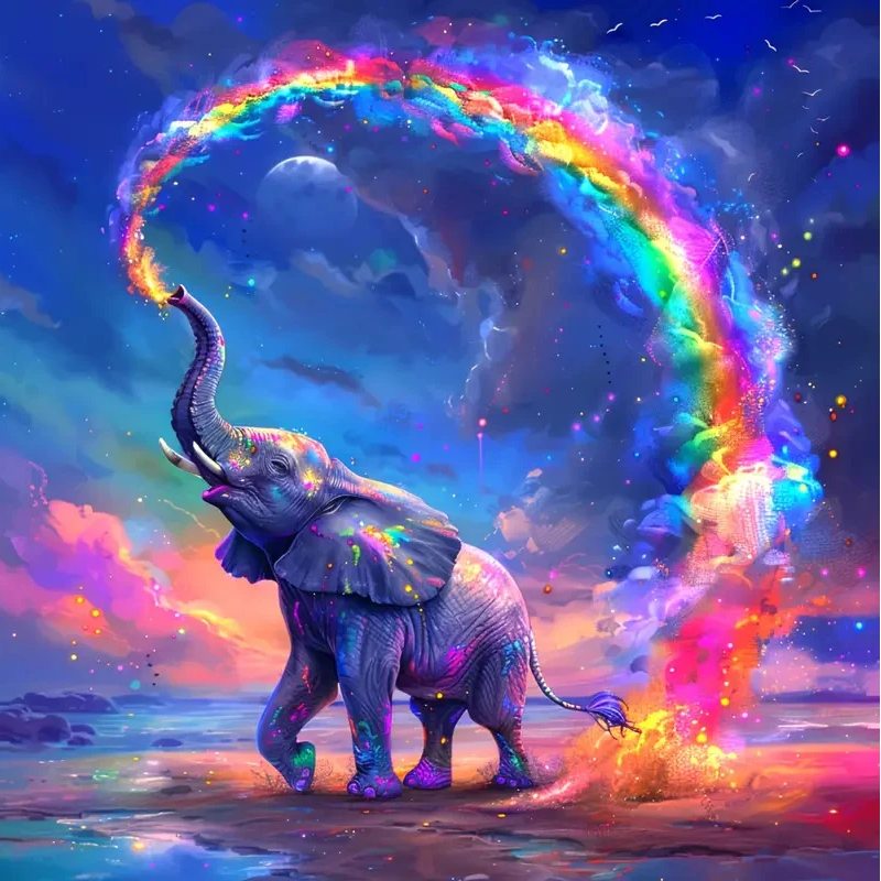 Paint by Numbers Kit Abstract Colorful Elephant
