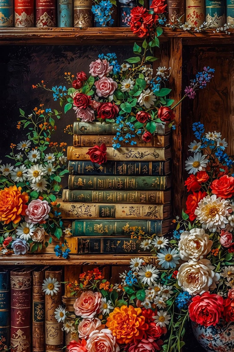 Paint by Numbers Kit Flower Bookshelf