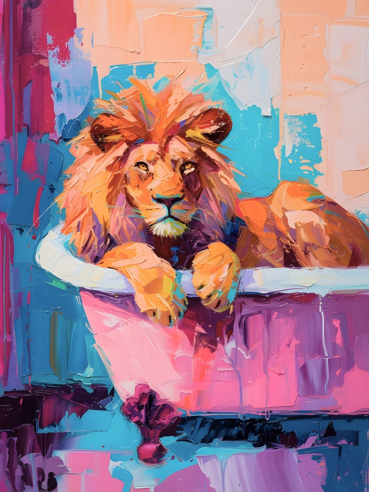 Paint by Numbers Kits Lion In The Bathtub