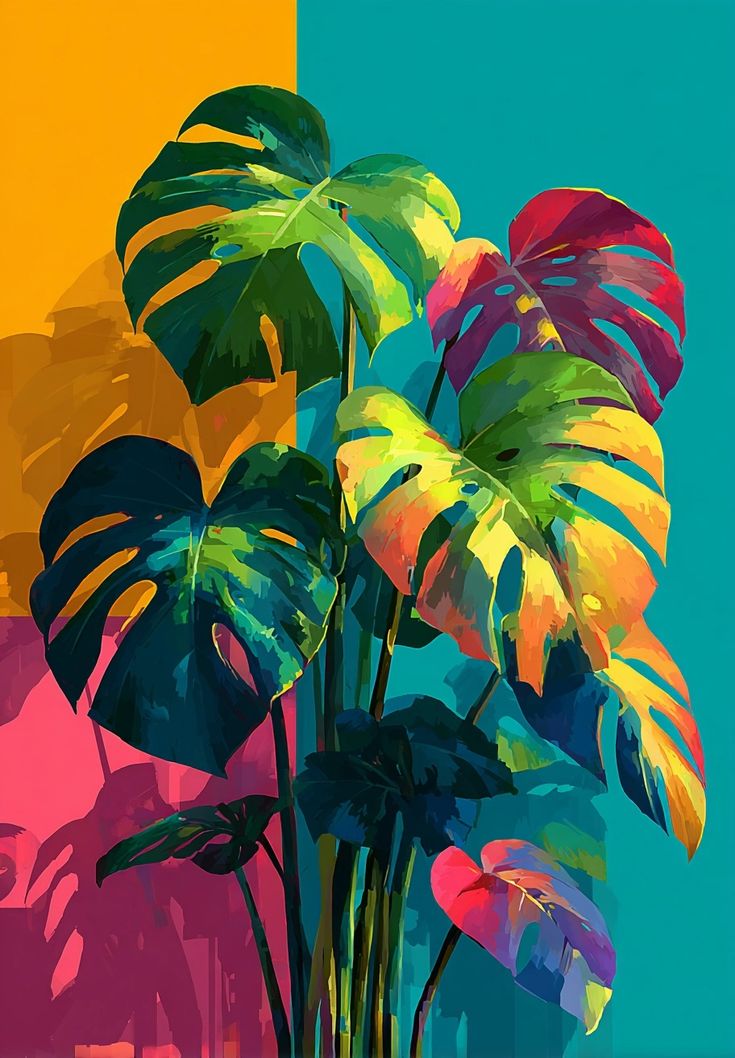 Paint by Numbers Kit Colorful Monstera Deliciosa