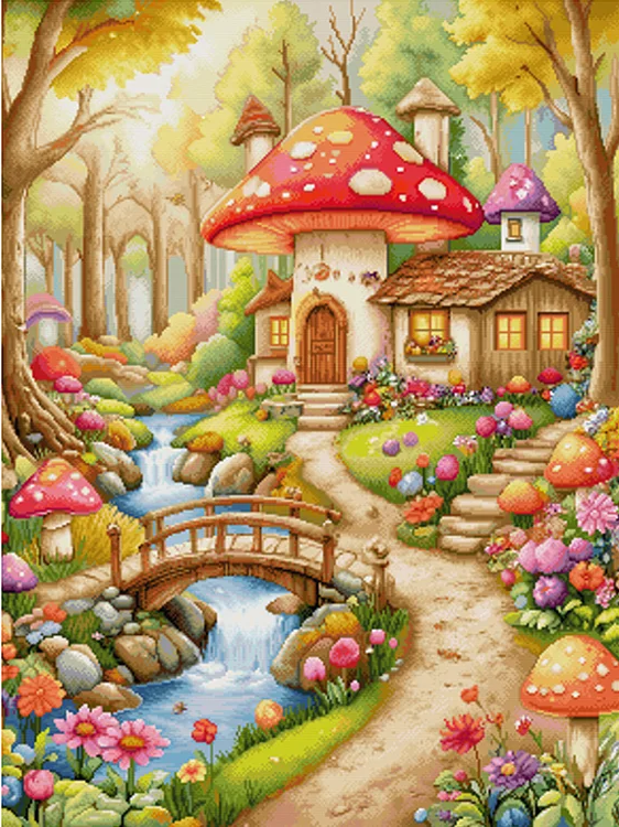 Paint by Numbers Kits Fairy Tale Mushroom House