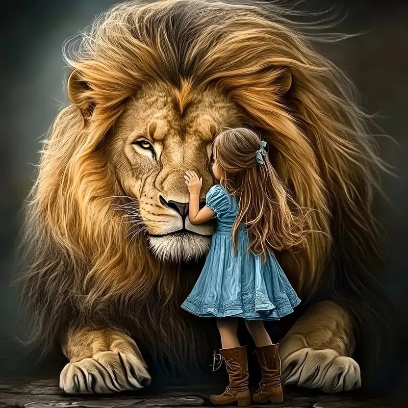 Paint by Numbers Kit Lion and Girl