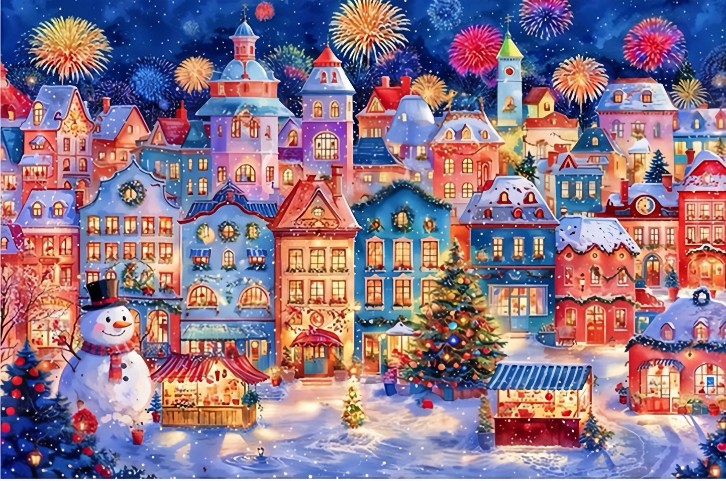 Paint by Numbers Kit City Christmas Scenery