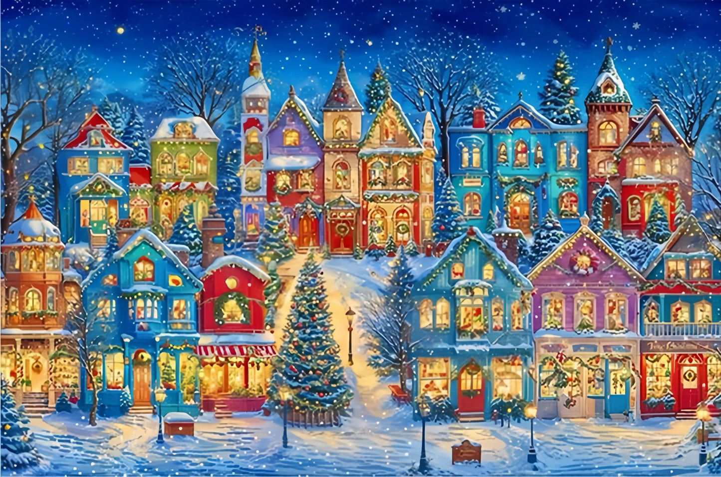 Paint by Numbers Kit City Christmas Scenery