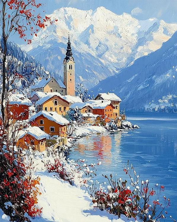 Paint by Numbers Kits Seaside Town Scenery