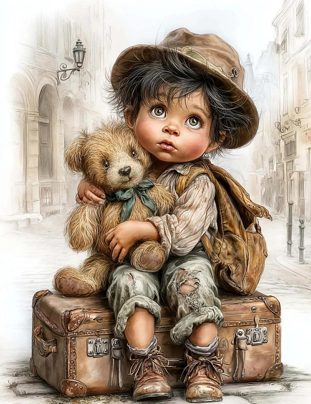 Paint by Numbers Kits Kid and Teddy Bear