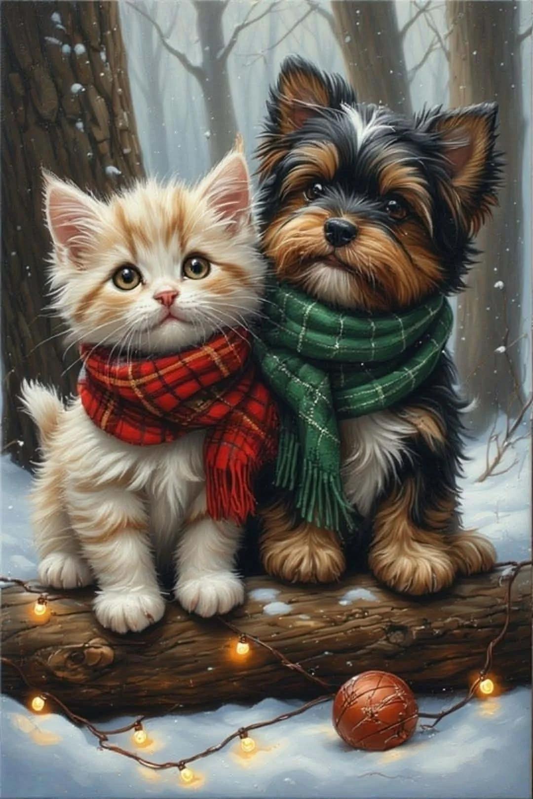 Paint by Numbers Kit Cat and Dog