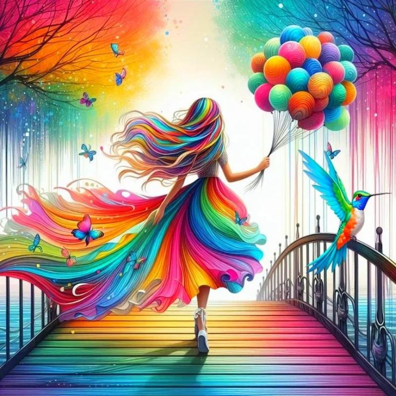 Paint by Numbers Kit Girl Holding A Balloon