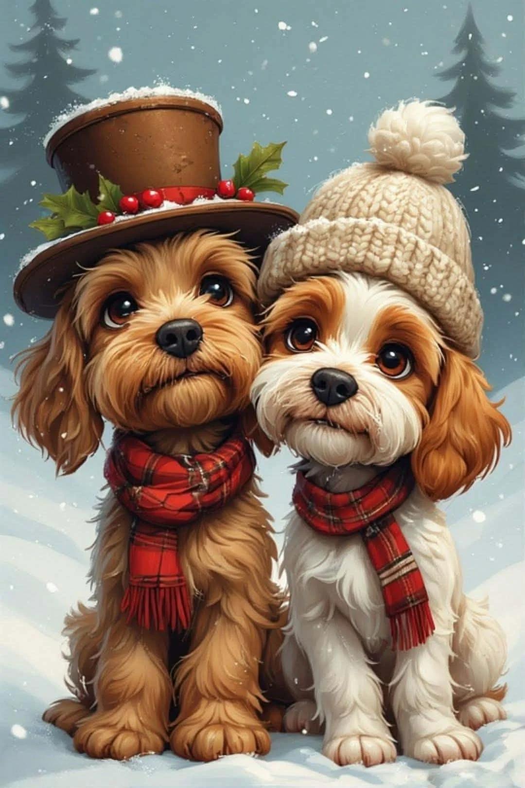 Paint by Numbers Kit Christmas Puppies