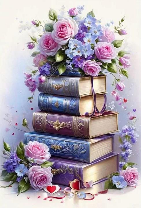 Paint by Numbers Kit Flowers and Books