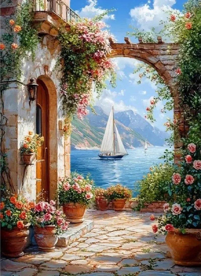 Paint by Numbers Kits Seaside Street Scene