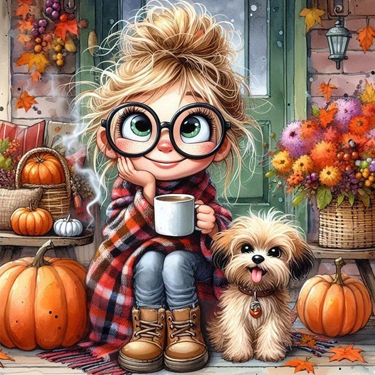 Paint by Numbers Kit Little Girl And Puppy