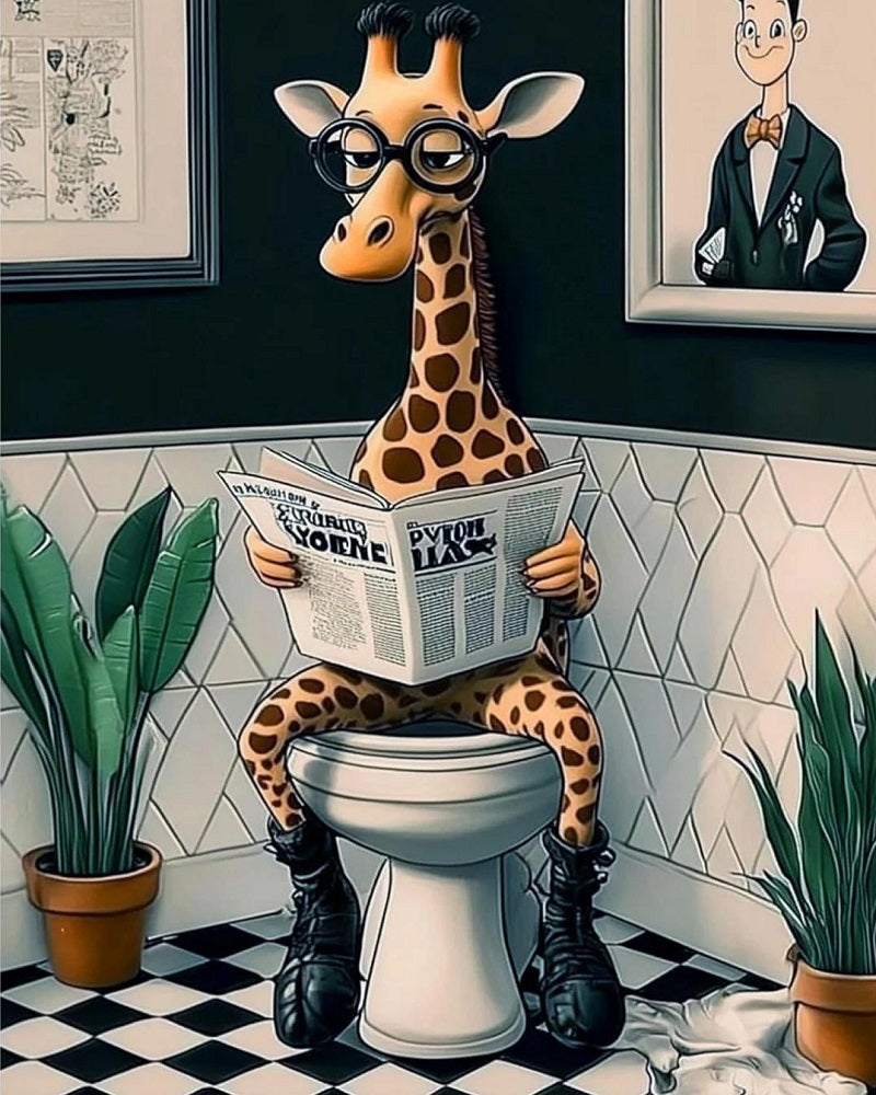 Paint by Numbers Kits Giraffe Reading Newspaper