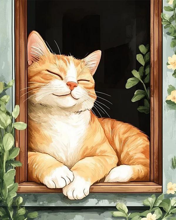 Paint by Numbers Kits The Cat Sleeping On The Windowsill