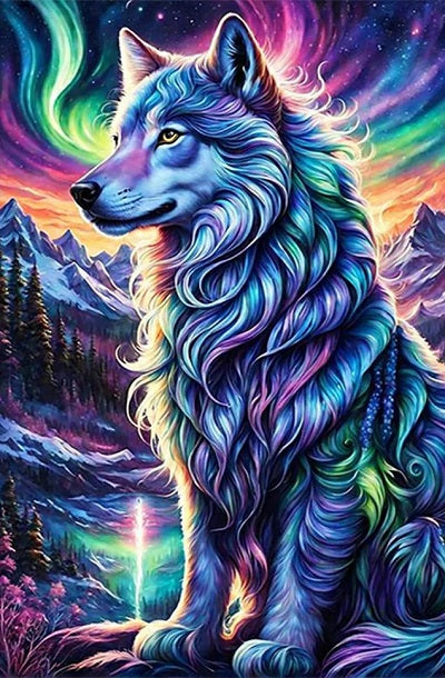 Paint by Numbers Kit Colorful Wolf