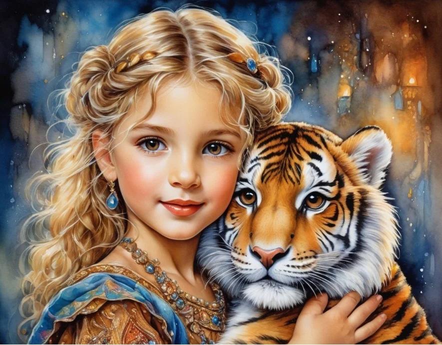 Paint by Numbers Kits Girl and Tiger