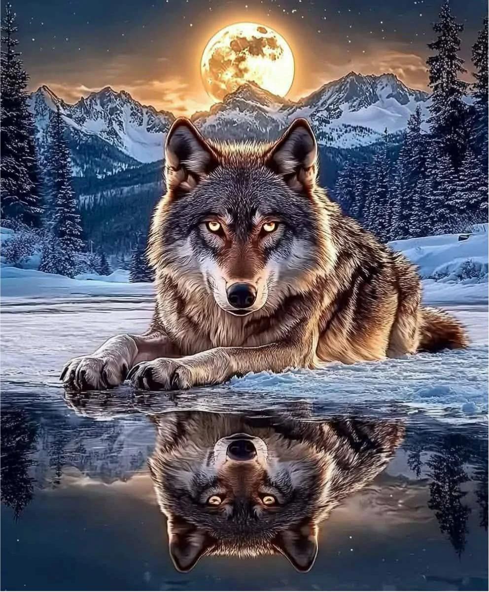 Paint by Numbers Kits Wolf's Reflection