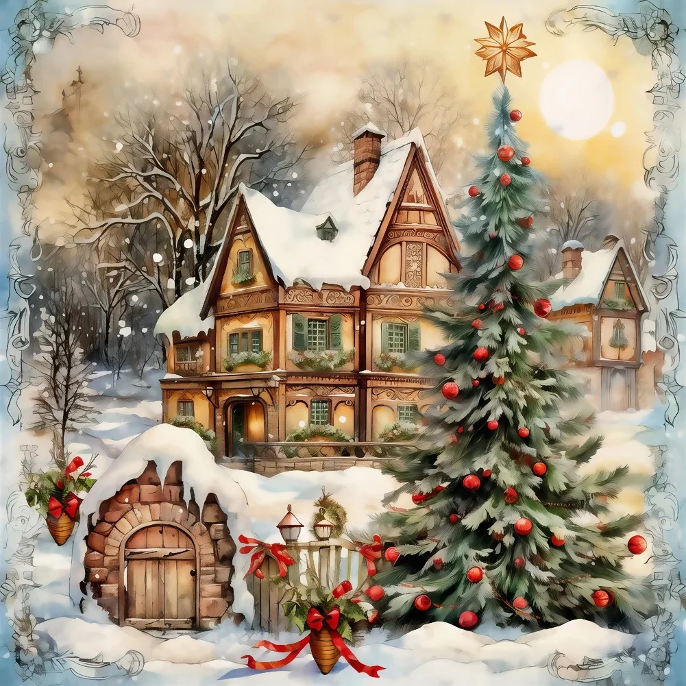 Paint by Numbers Kit Snow Cabin