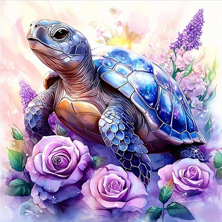 Paint by Numbers Kit Flowers And Turtle