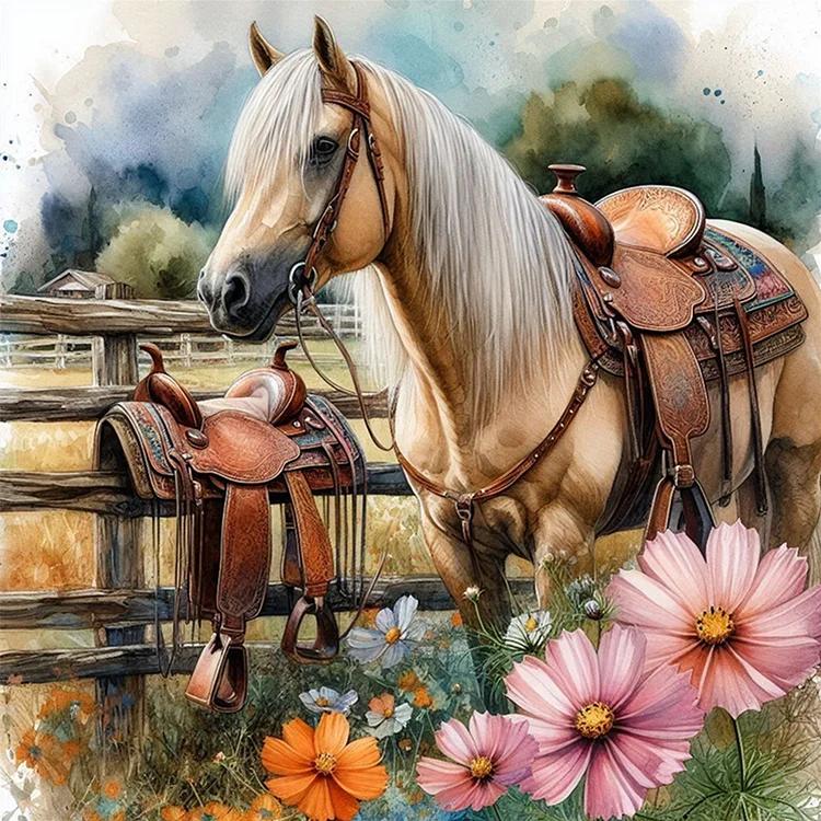 Paint by Numbers Kit Horses In The Garden