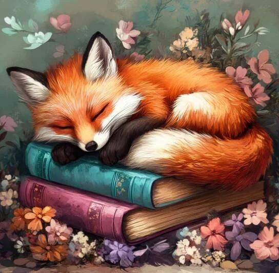 Paint by Numbers Kit The Fox Sleeping On A Book