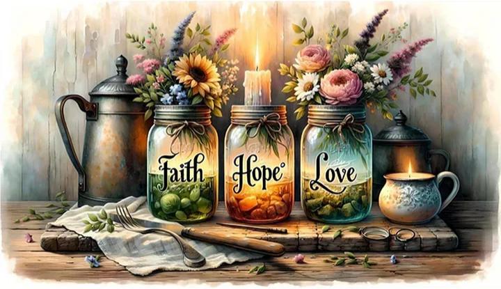 Paint by Numbers Kit Faith Hope Love