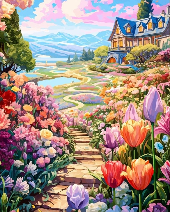 Paint by Numbers Kit Seaside Garden