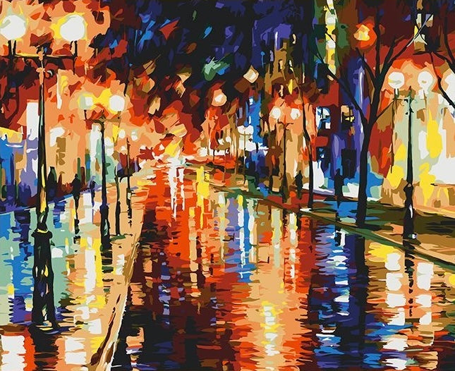 Paint by Numbers Kit Abstract Street Scene