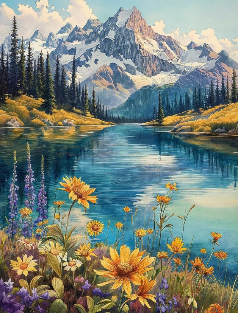 Paint by Numbers Kits Snow Mountain Scenery