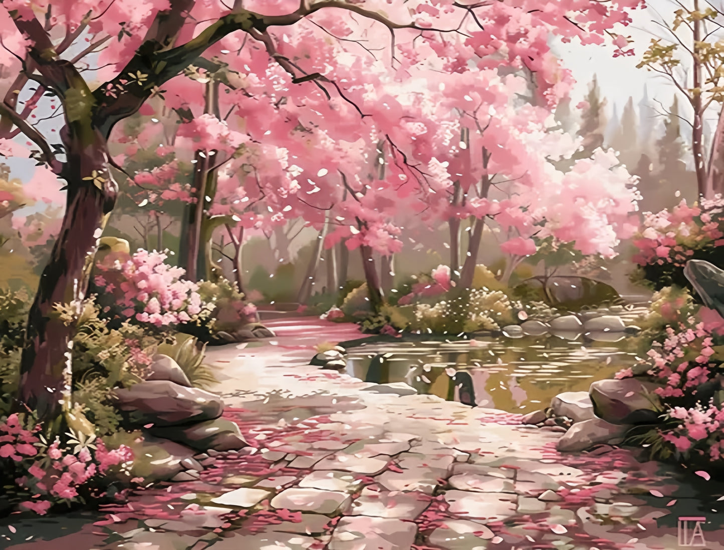 Paint by Numbers Kits Cherry Blossom Tree Scenery