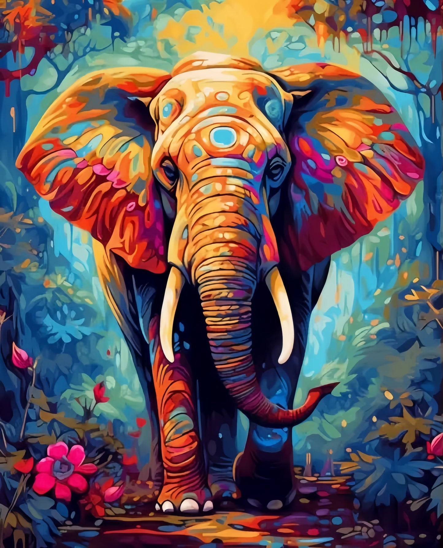 Paint by Numbers Kits Abstract Colorful Elephant