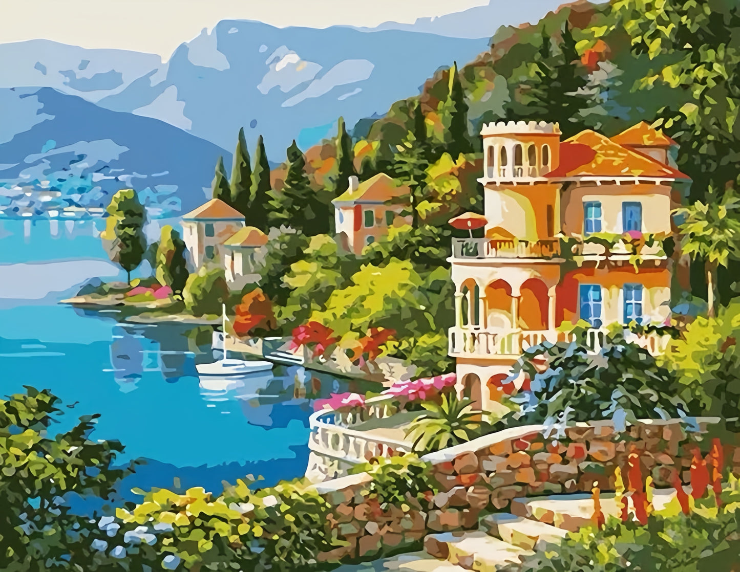 Paint by Numbers Kits Seaside Town Scenery