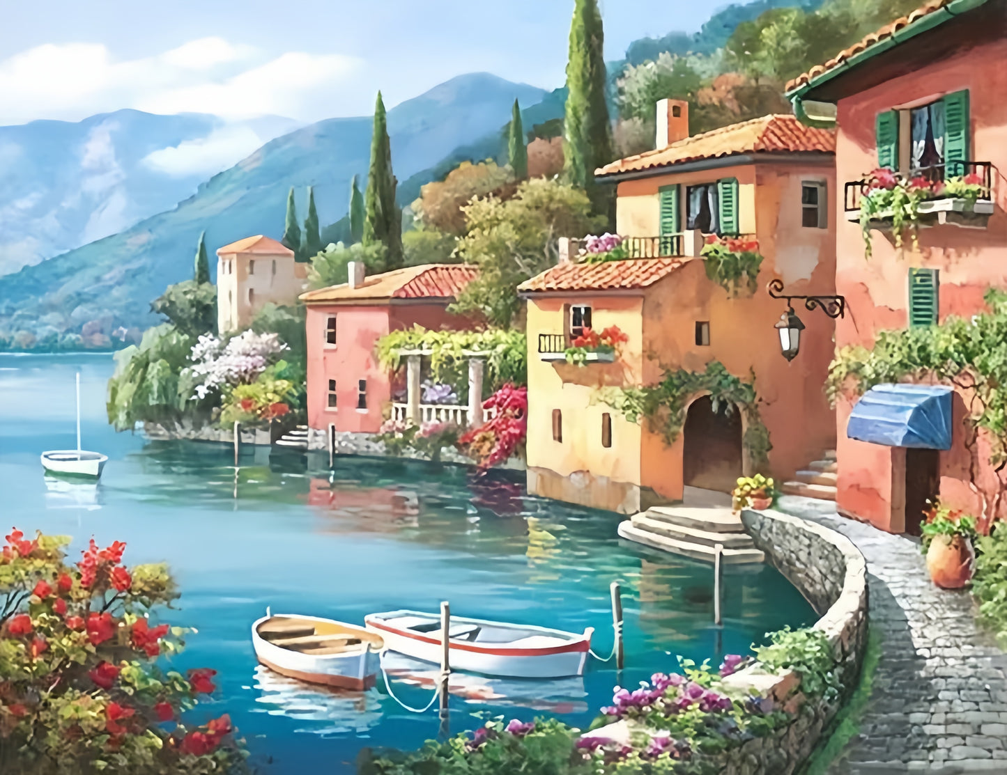 Paint by Numbers Kits Seaside Town Scenery
