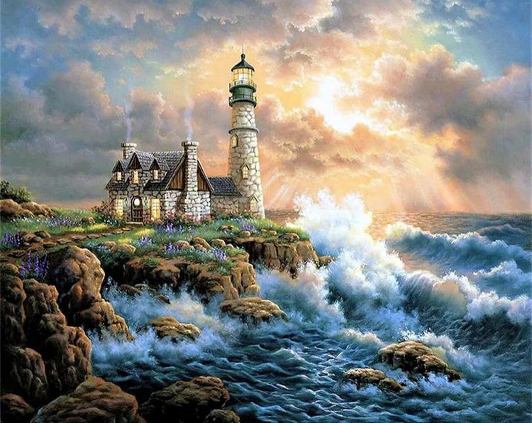 Paint by Numbers Kits Waves And Lighthouse