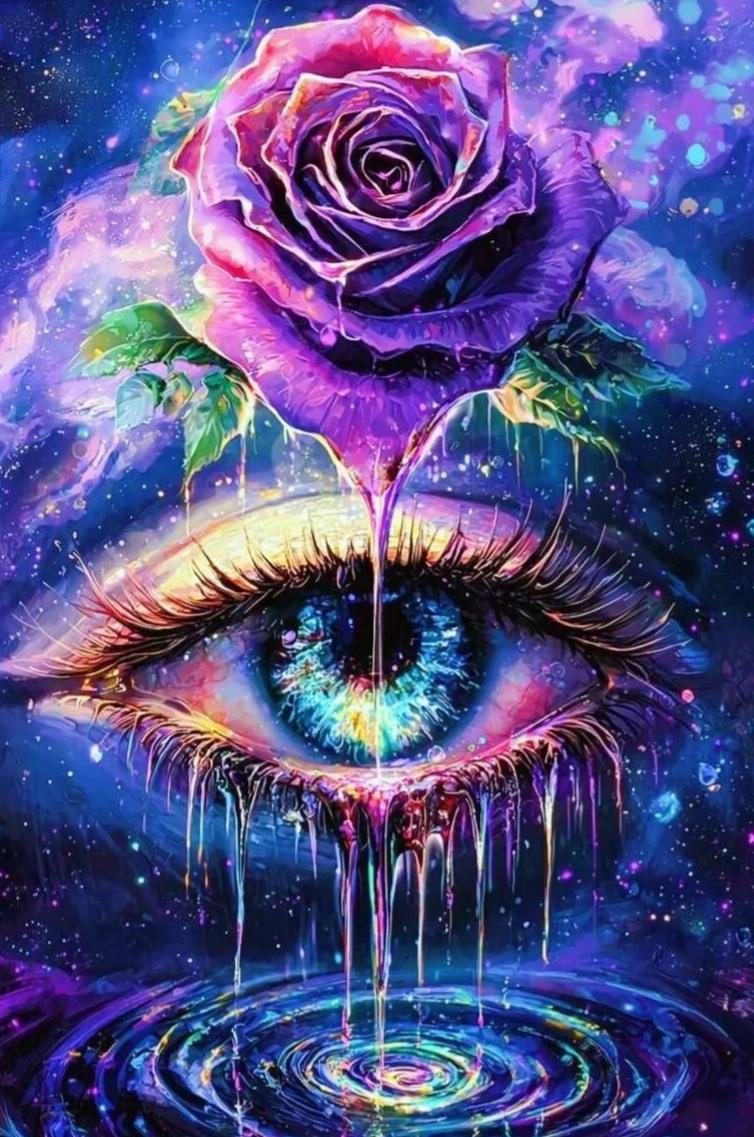 Paint by Numbers Kit Abstract Rose and Eyes