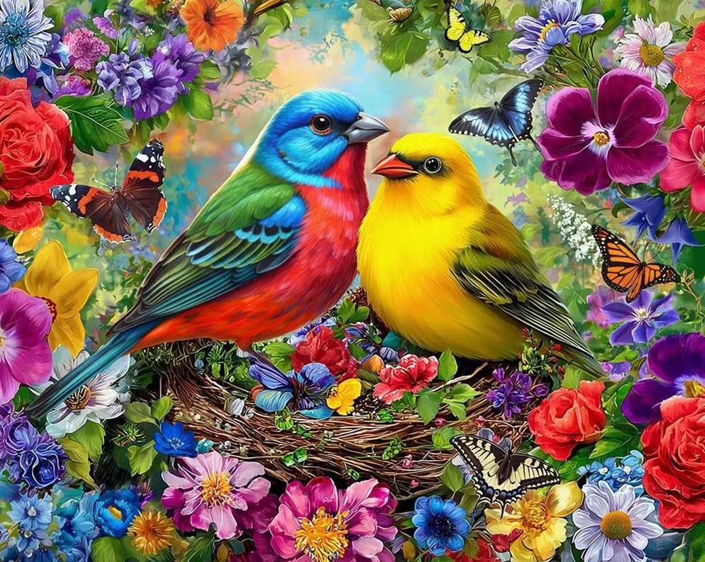 Paint by Numbers Kits Flowers and Birds