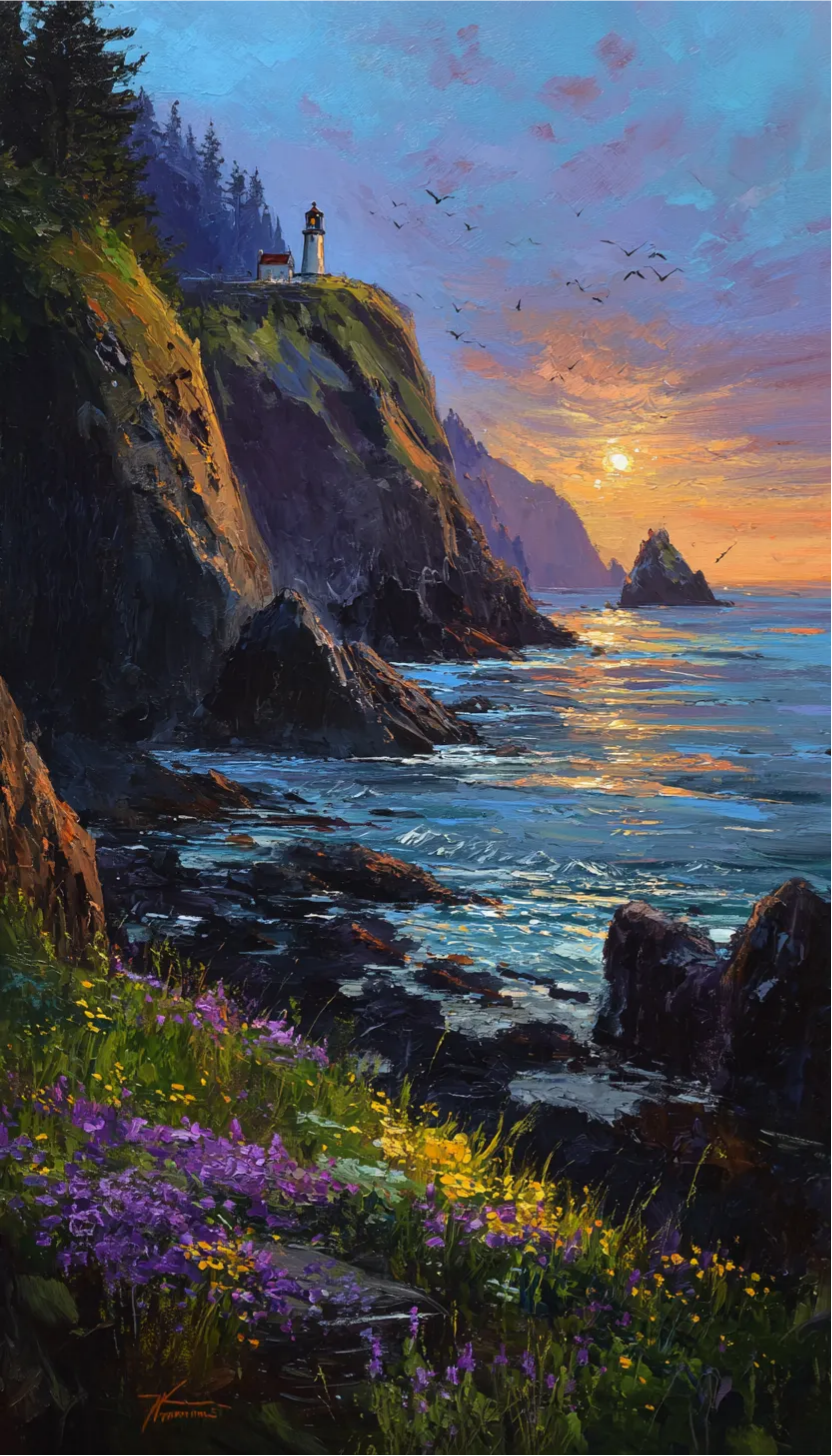 Paint by Numbers Kit Seaside Scenery