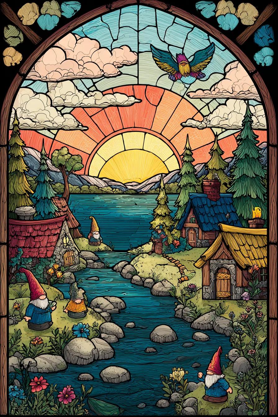 Paint by Numbers Kit Stained Glass Style Landscape